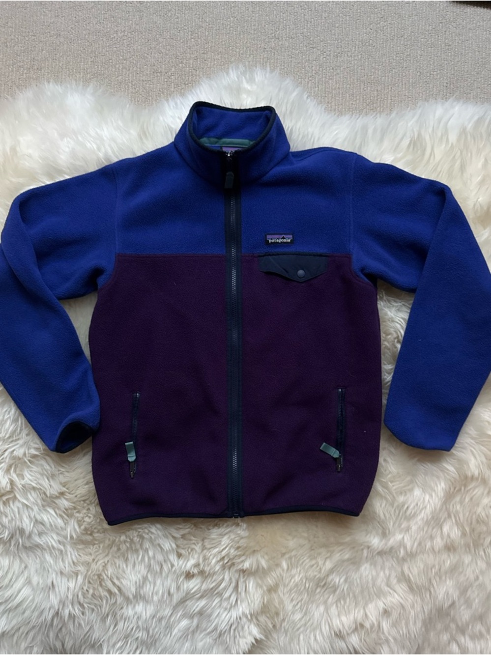 Patagonia Synchilla Fleece Two-Tone Blue & Purple Fleece Jacket